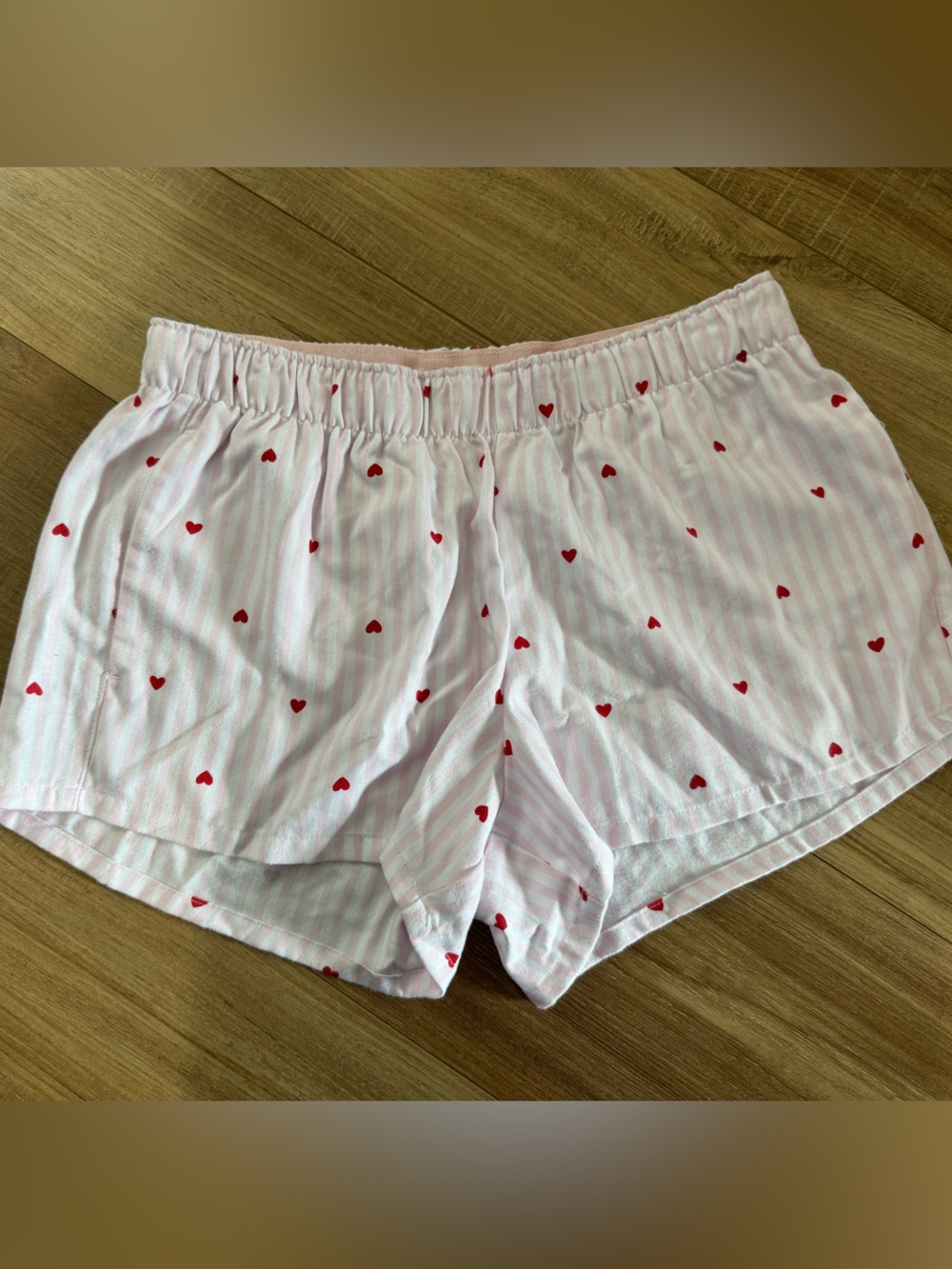 Hollister Pink & Red Heart-Print Sleep Shorts